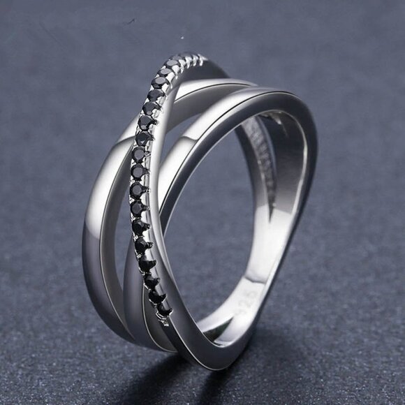 Multi Layer Four Lines Stacking Cross Stackable Rings for Women, PD048 - Picture 1 of 4